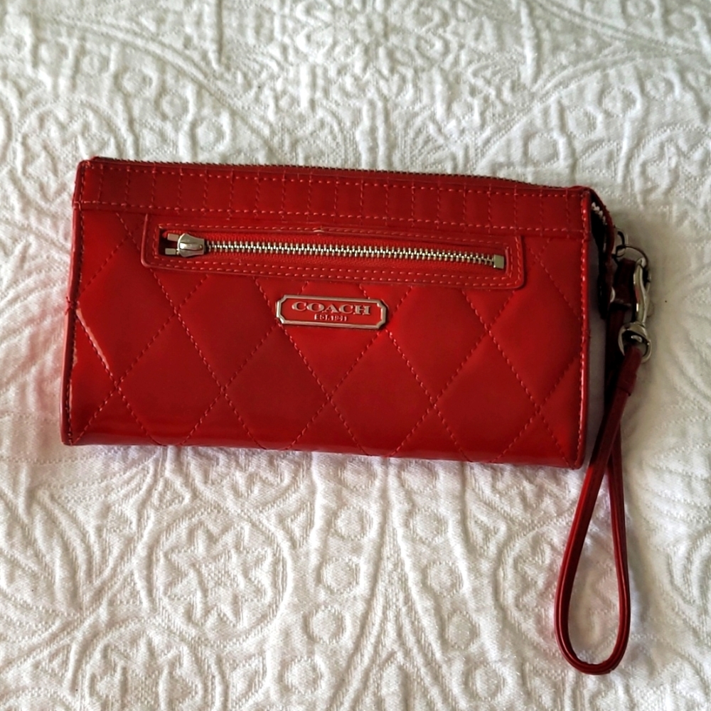 Coach brand red wristlet/bag